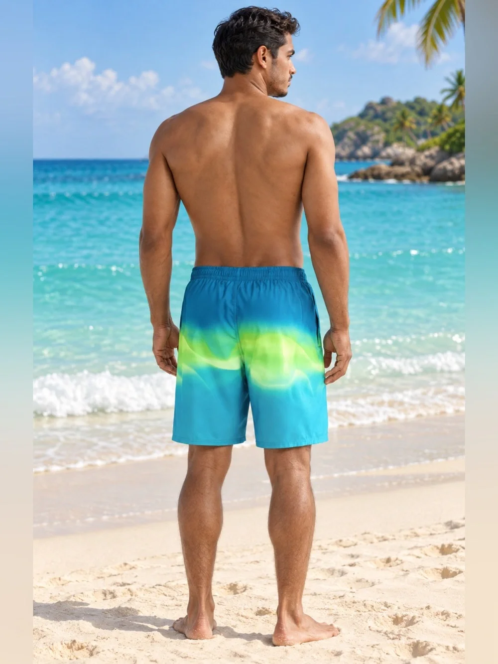 Nike Men’s 9” Teal & Lime Gradient Swim Shorts NWT